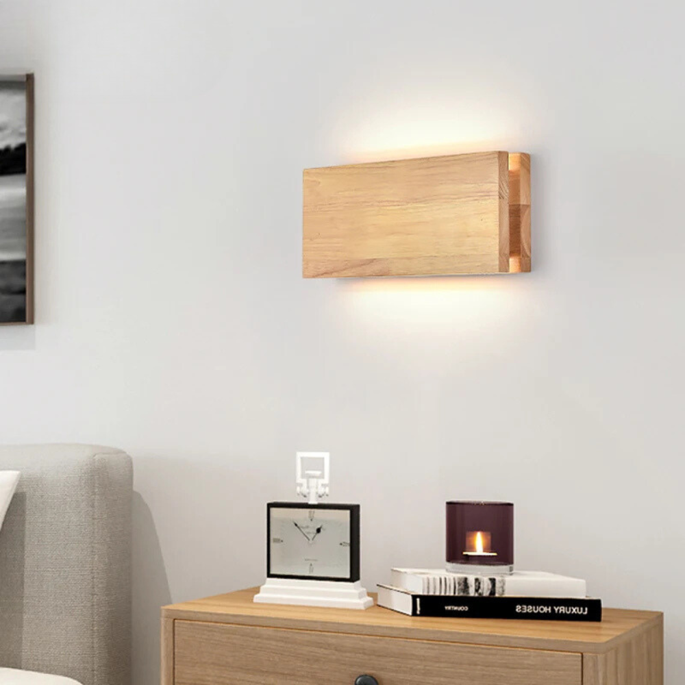 Applique Murale LED pour Chambre | Style Scandinave en Bois Naturel