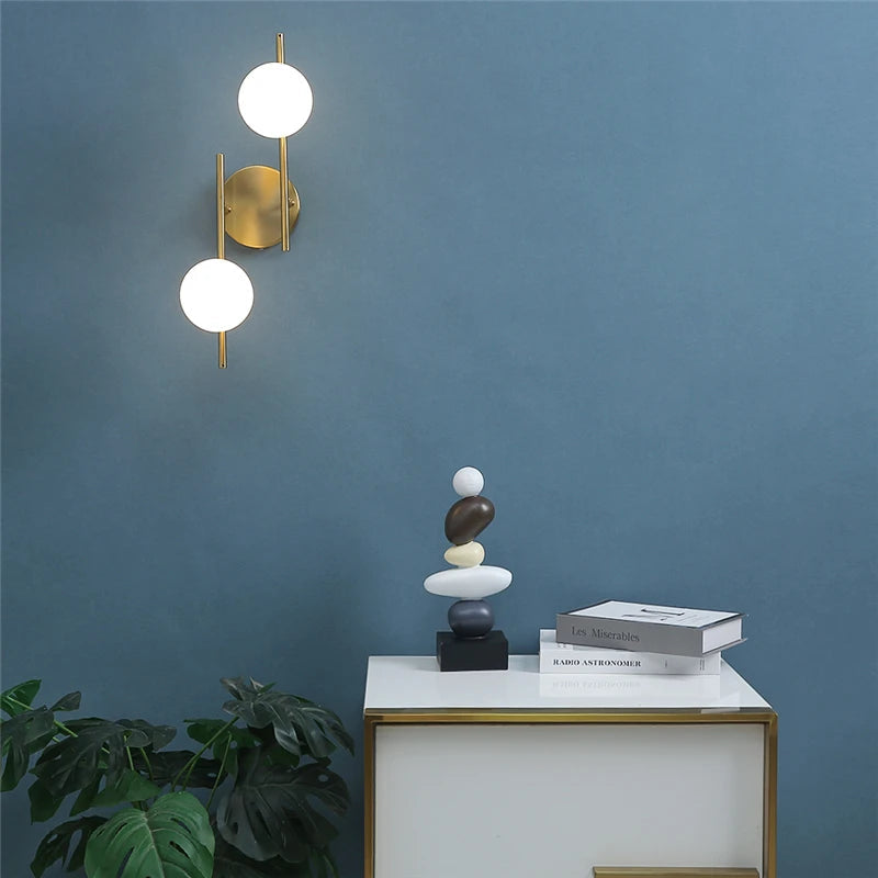 Applique murale LED en Verre et Métal | Double Boule