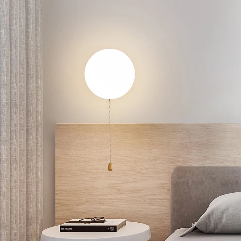 Applique Murale LED Ronde en Verre | Style Scandinave avec Interrupteur