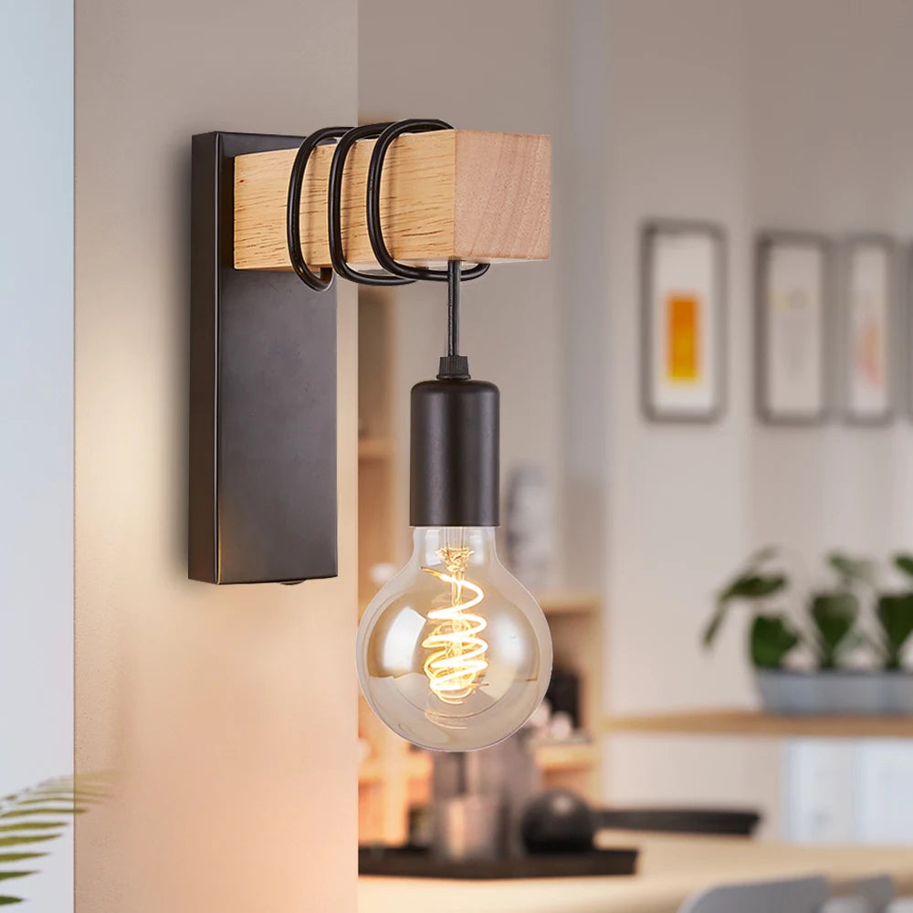 Applique Murale Minimaliste Scandinave | Bois et Fer