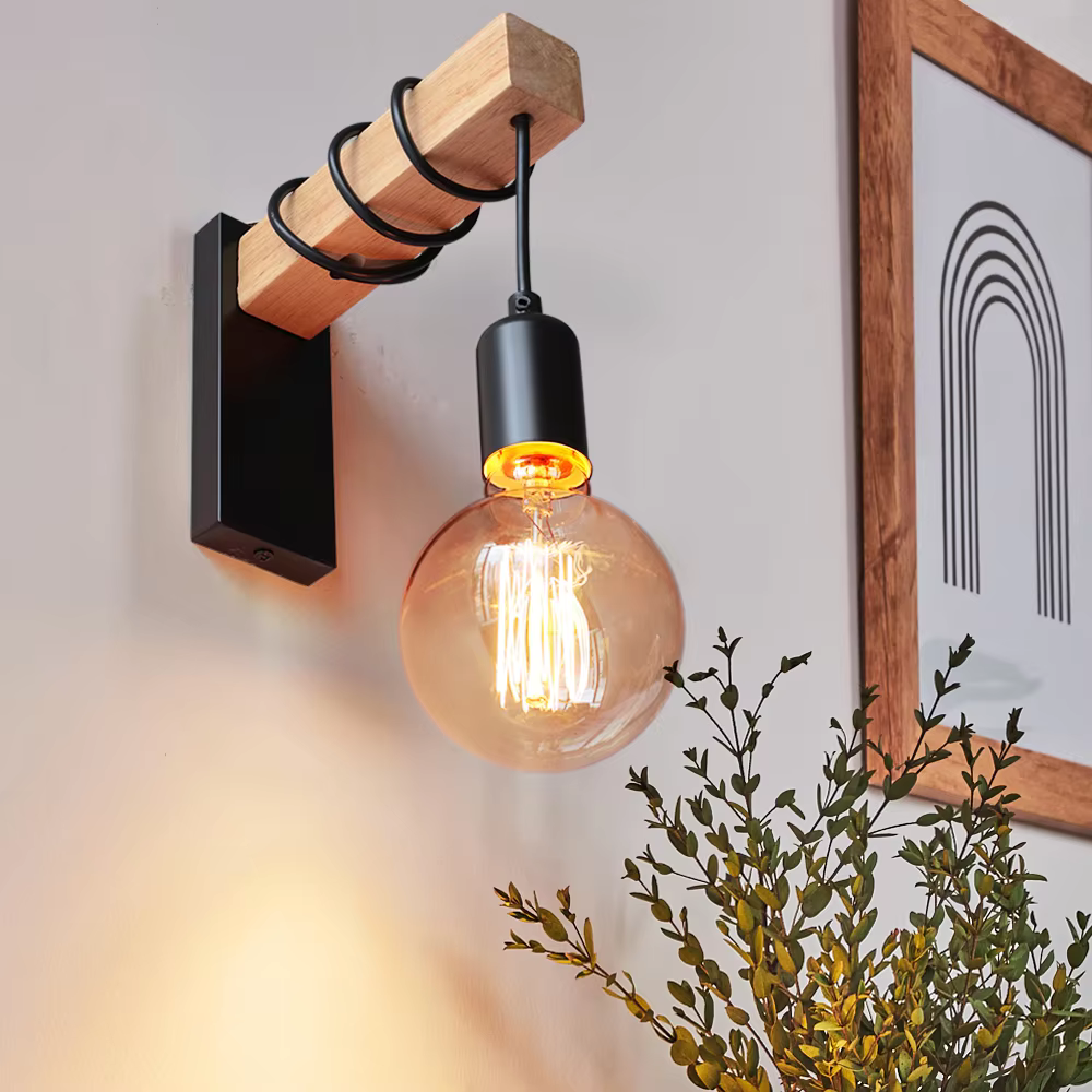 Applique Murale Minimaliste Scandinave | Bois et Fer