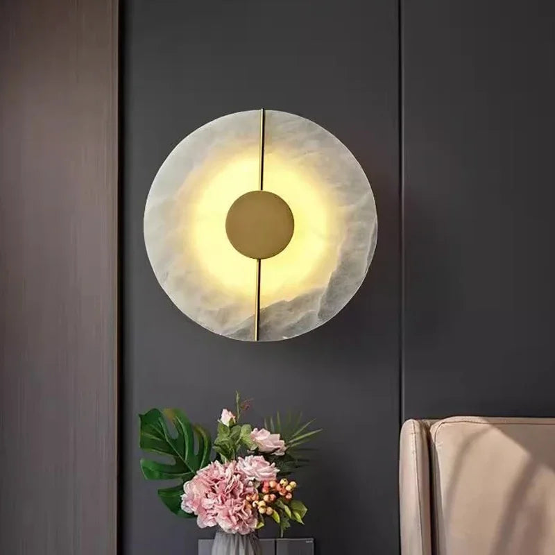 Applique Murale Ronde Décorative | Design Marbré