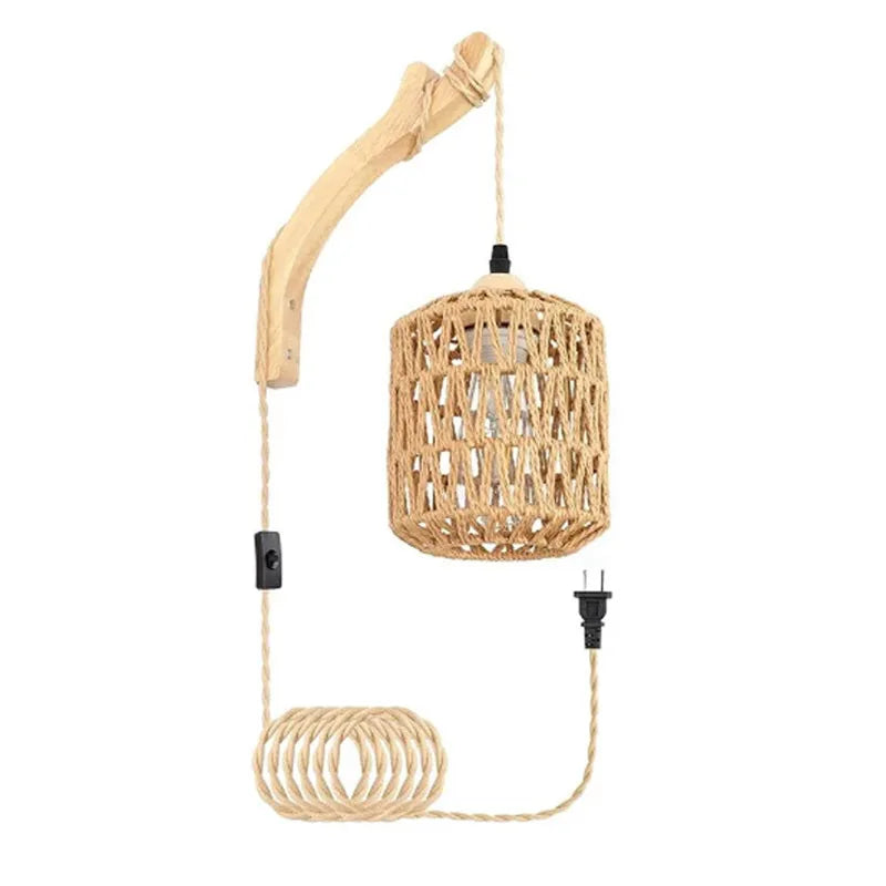 Applique Murale en Rotin et Jute | Design Rétro