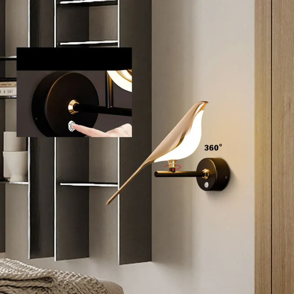 Applique Murale LED avec interrupteur | 360° Rotatif | Forme d'oiseau