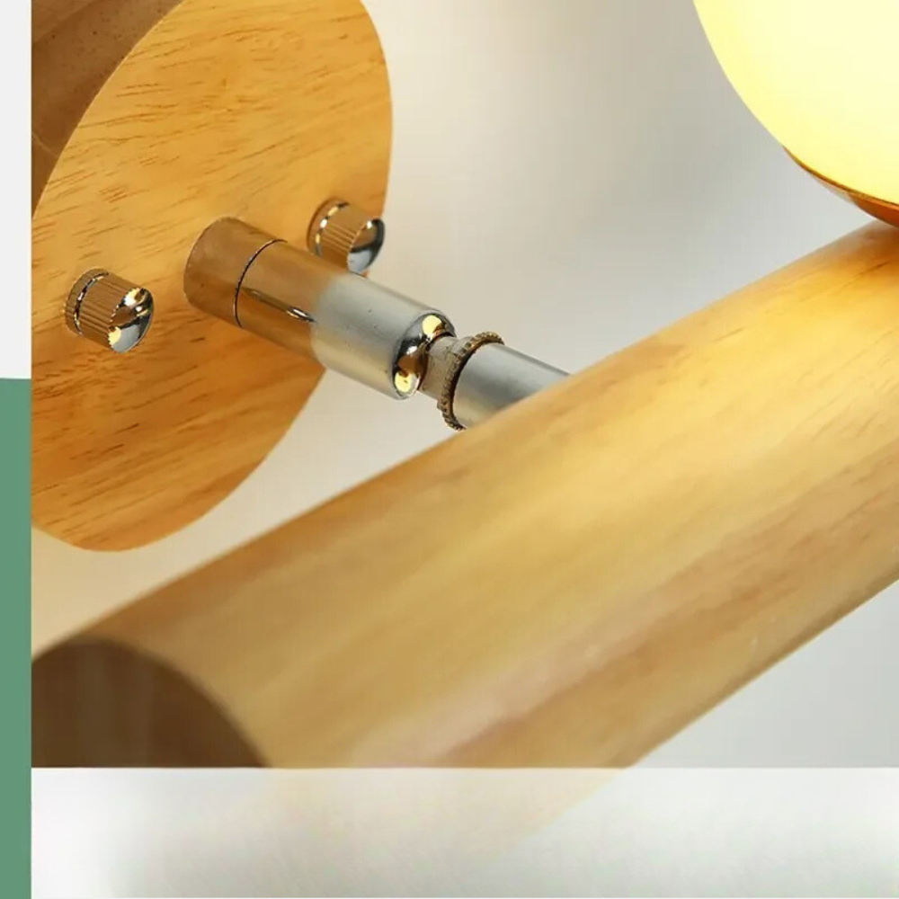 Applique murale avec interrupteur en bois | Boule de verre