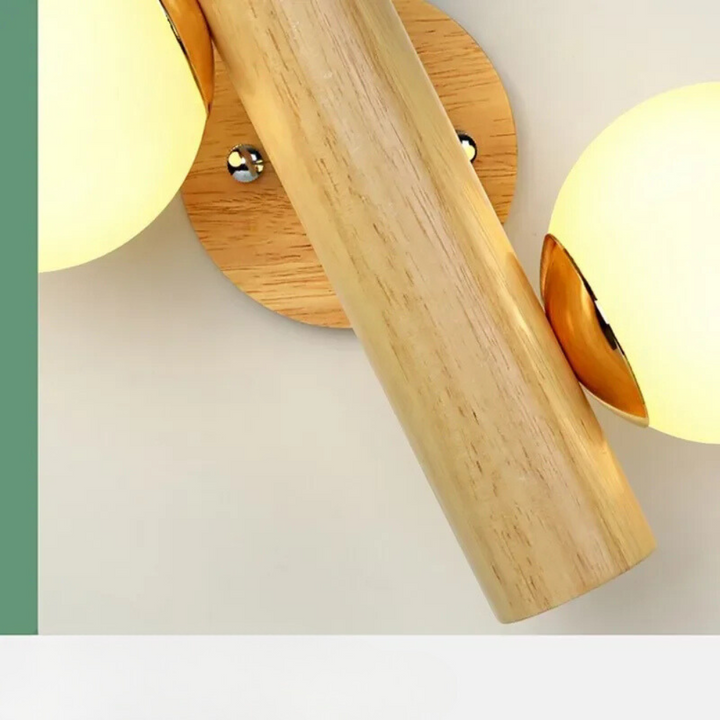 Applique murale avec interrupteur en bois | Boule de verre