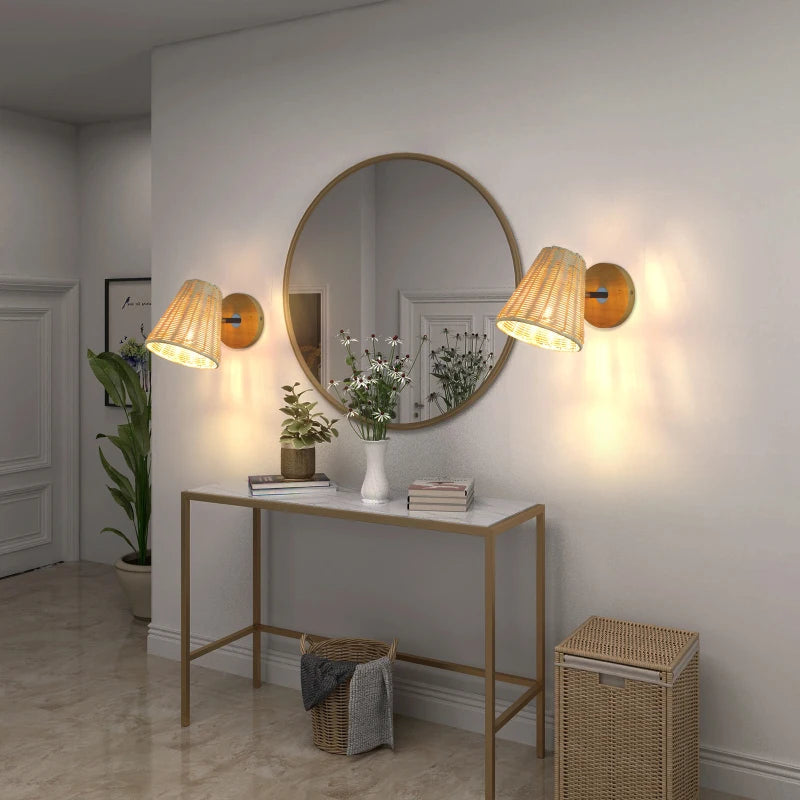 Applique Murale en Rotin Scandinave | Rotative | Tissée à la main