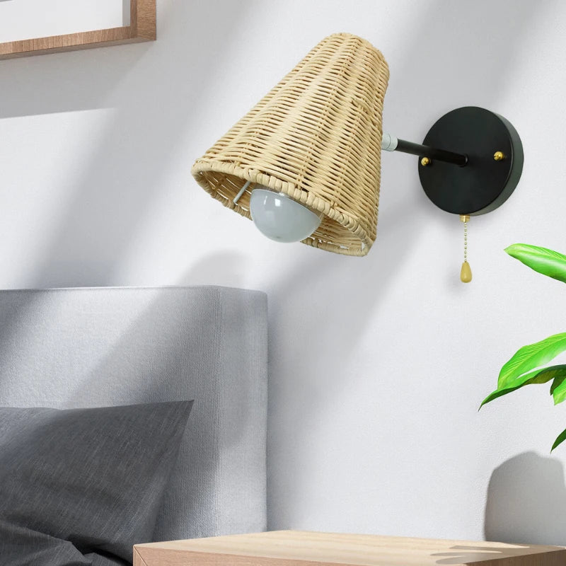 Applique Murale en Rotin Scandinave | Rotative | Tissée à la main