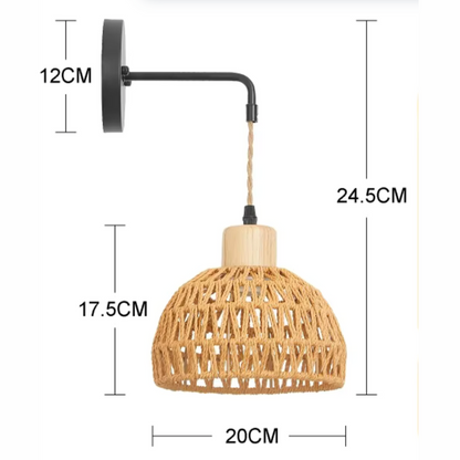 Handgeweven rotan wandlamp