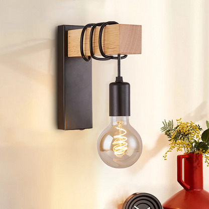 Applique Murale Minimaliste Scandinave | Bois et Fer