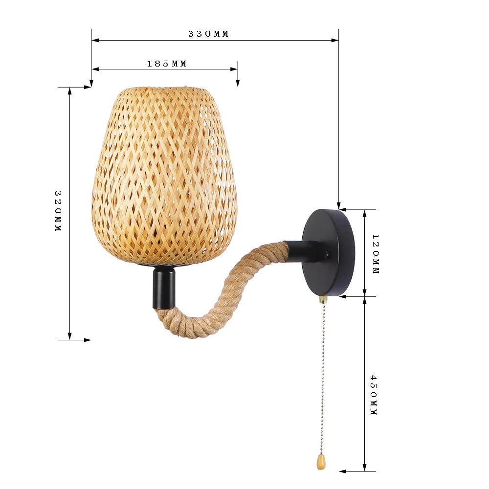 Retro Wandlamp ontmoet Schakelaar | Bamboe, Rotan in Jute