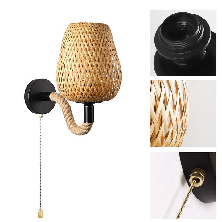 Retro Wandlamp ontmoet Schakelaar | Bamboe, Rotan in Jute