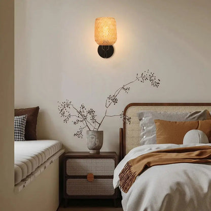 Applique Murale en Rotin et Bambou | Vintage Industriel