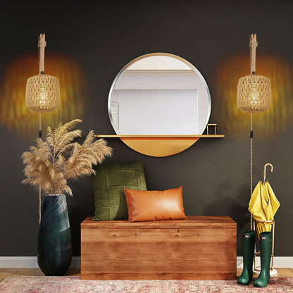 Applique Murale en Rotin et Jute | Design Rétro