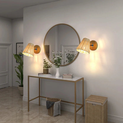 Applique Murale en Rotin Scandinave | Rotative | Tissée à la main