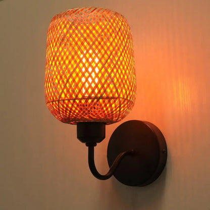 Wandlamp Rotan in Bamboe | Vintage Industrieel